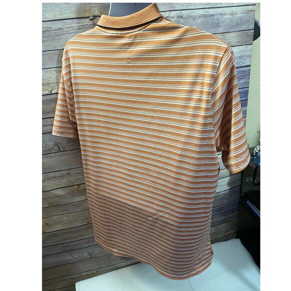 Nike Golf Polo Shirt Men's Large White Orange Striped Short Sleeve - Picture 2 of 11